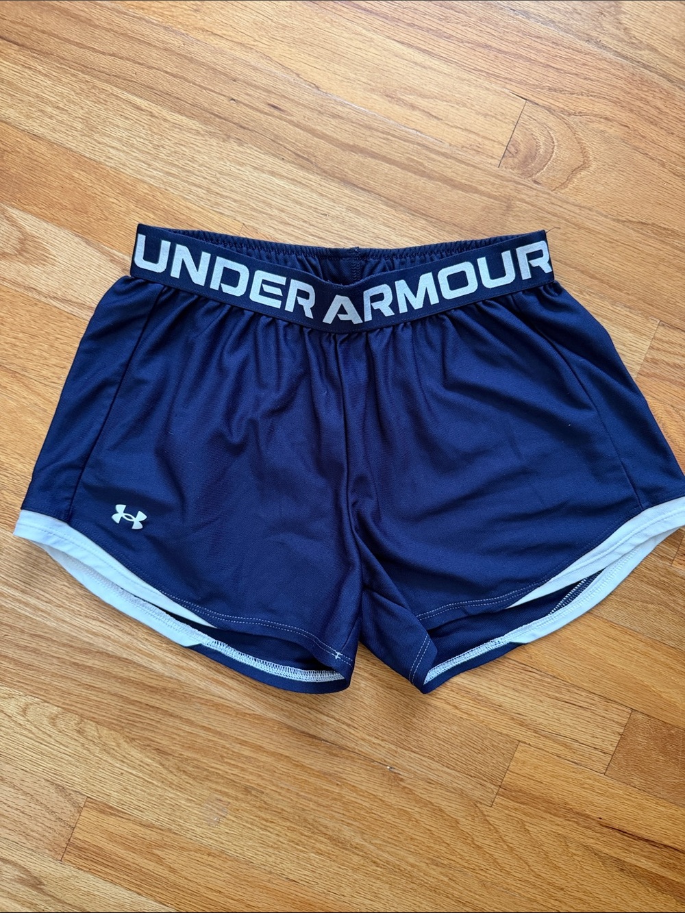 Under Armour Navy Athletic Shorts with White Trim